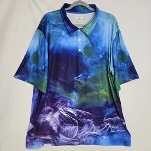 Obnoxious Golf The Smoke Short Sleeve Performance Golf Polo Athletic Fit AOP 2XL